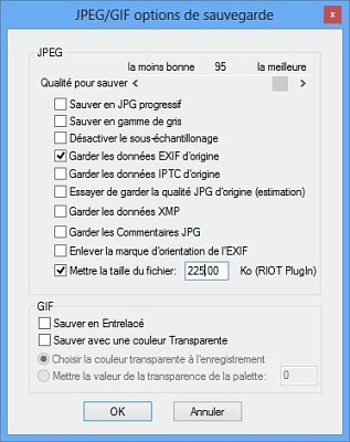 Irfanview : Format de sortie
