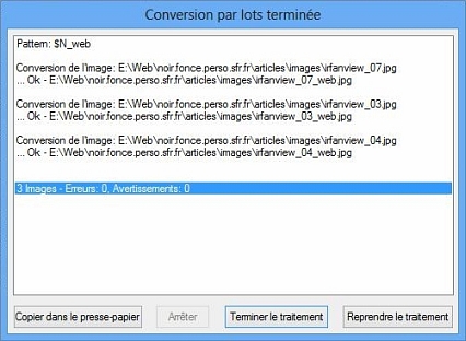 Irfanview : Traitement par lot